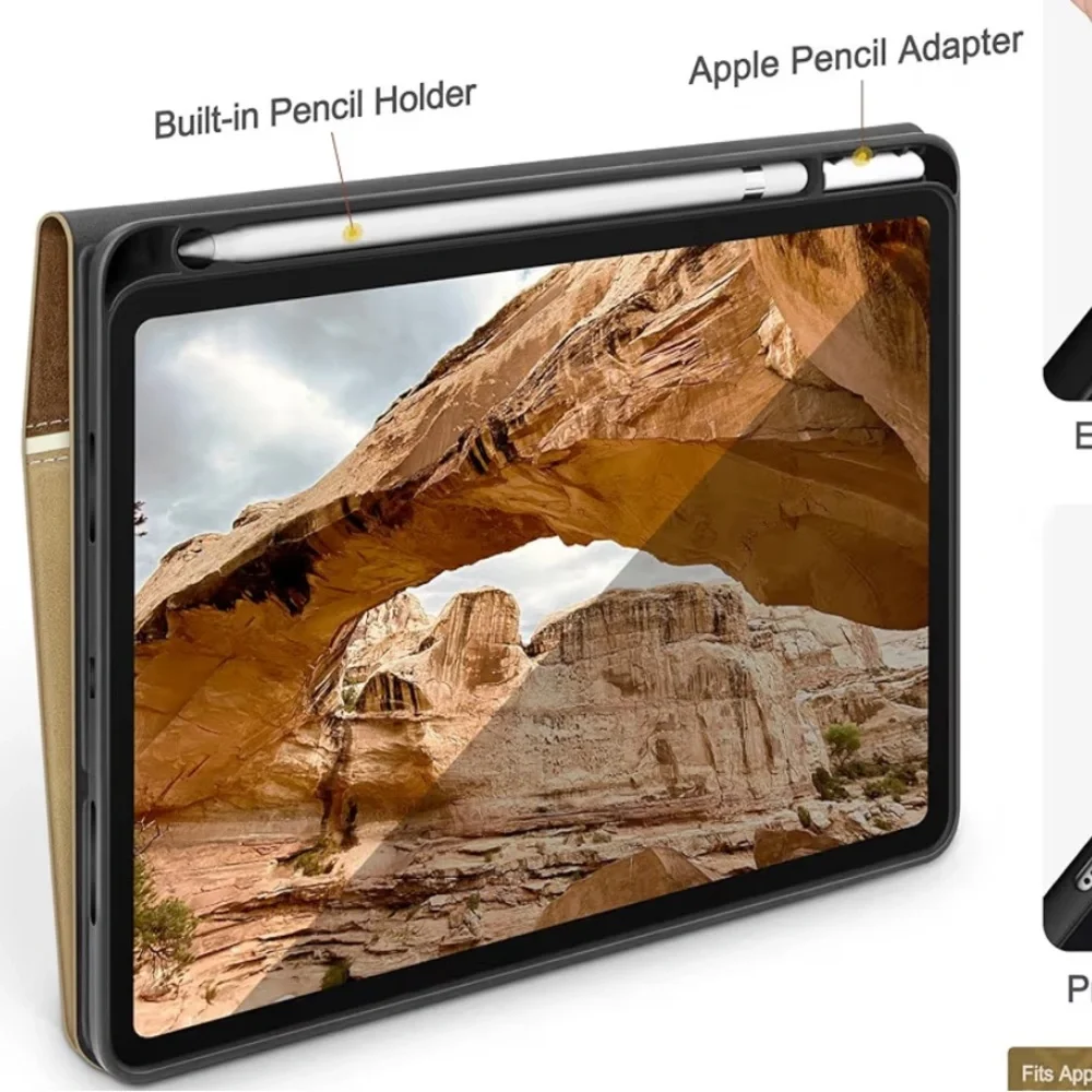 KingBlanc‎ iPad Case A16 11” / 10.9” Vegan Leather Pencil Holder NEW